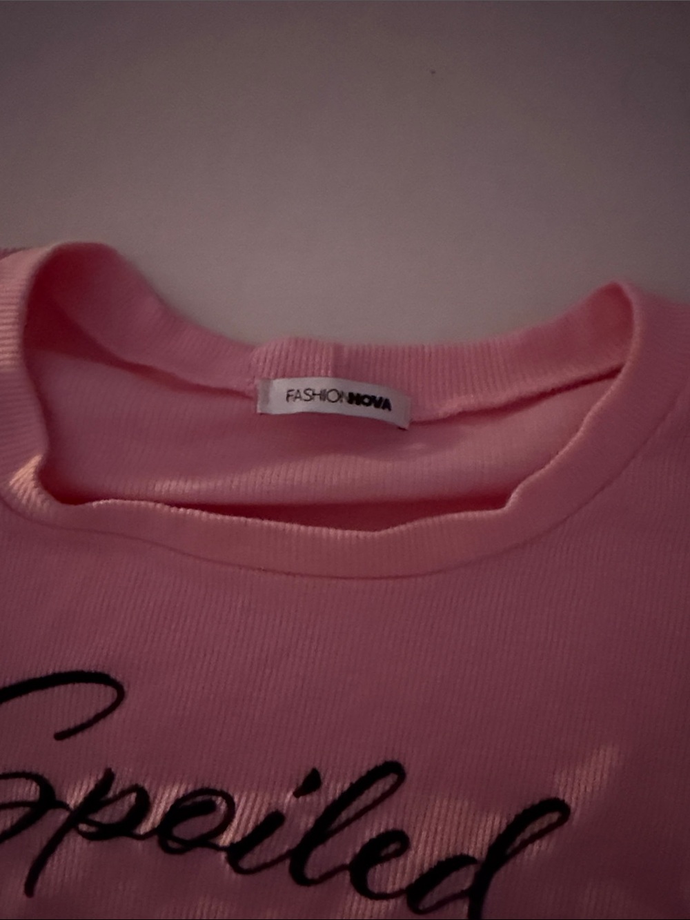 Spoiled Script Pink Long-Sleeve Crop Top fashion nova - Picture 3 of 6